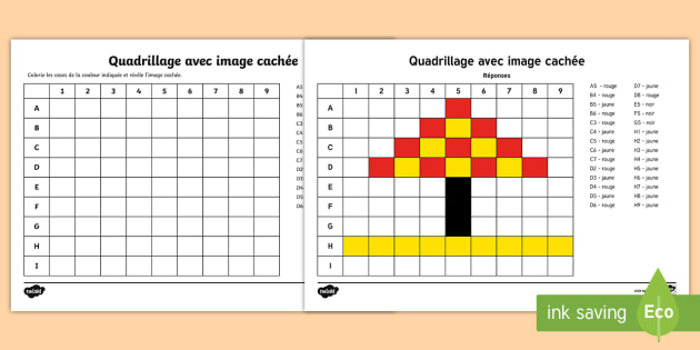 Feuille D Activites Quadrillage Avec Image Cachee Parasol