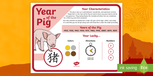 Year of the Pig Chinese New Year Informational Poster