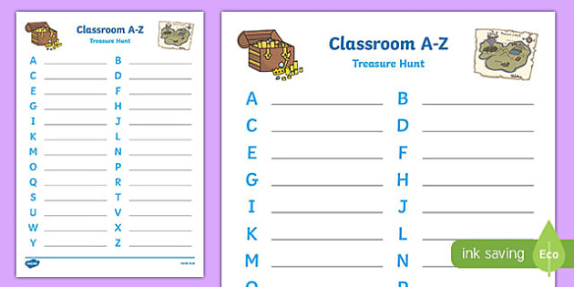 Classroom A Z Scavenger Hunt Blank Template