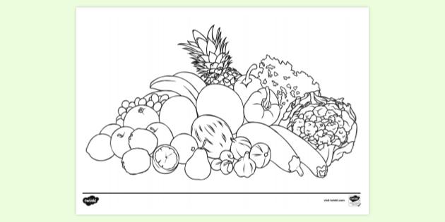 free healthy eating fruit and veg colouring colouring sheets