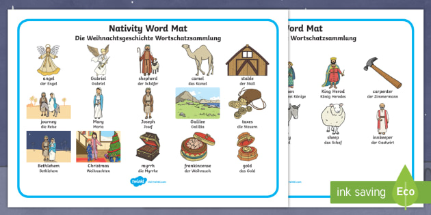 Nativity Word Mat English German Teacher Made