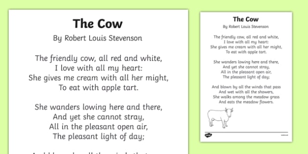 The Cow by Robert Louis Stevenson Print Out (teacher made)