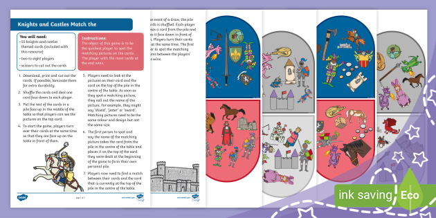 Knights and Castles Match the Picture Game (teacher made)