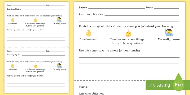 KS1 Emoji Self-Assessment Progress Sheet - self-evaluation