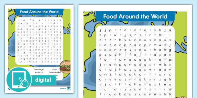food around the world word search social studies activity
