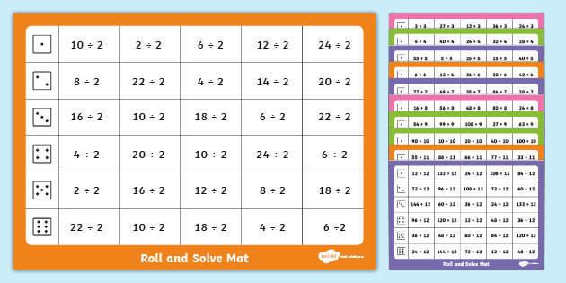 Division Facts For 2 To 12 Times Tables Roll And Solve Activity Pack