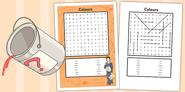 French Colours Word Search