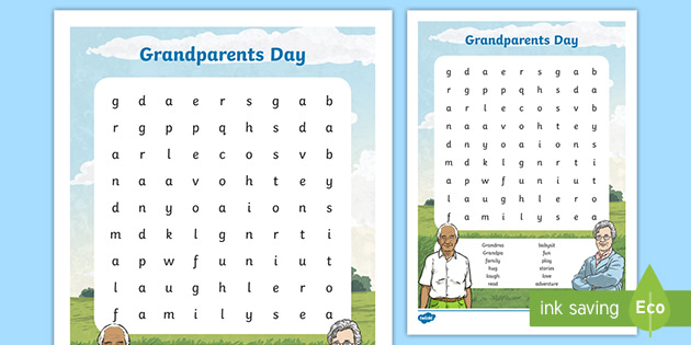 grandparents day word search printable worksheet twinkl