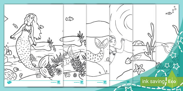 mermaid coloring pages teacher made