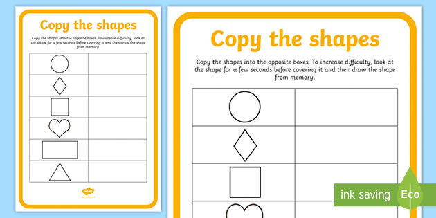 copy the shapes kindergarten maths worksheet