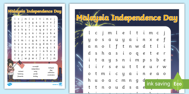 Malaysia Independence Day Word Search (Teacher-Made)