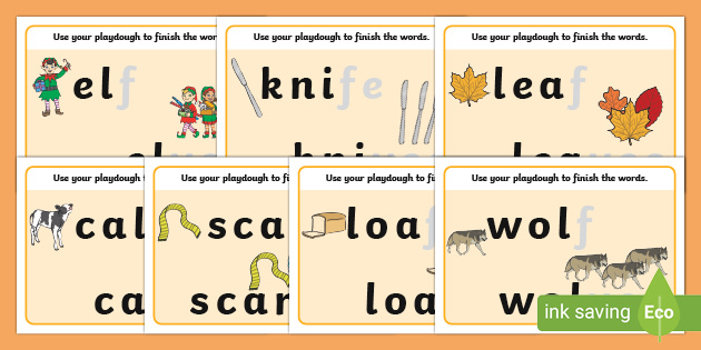 FREE Irregular Plural Ves For Words Ending f And fe Playdough Mats