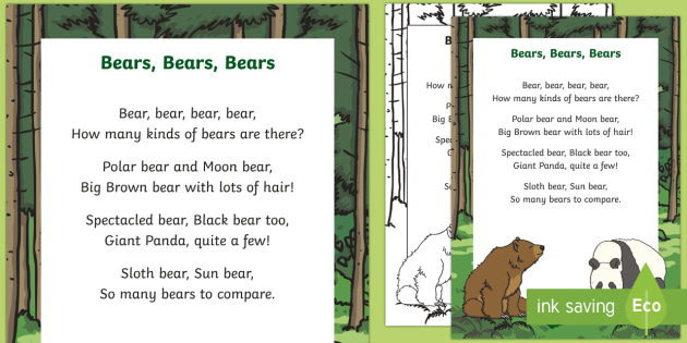 Bears, Bears, Bears Rhyme