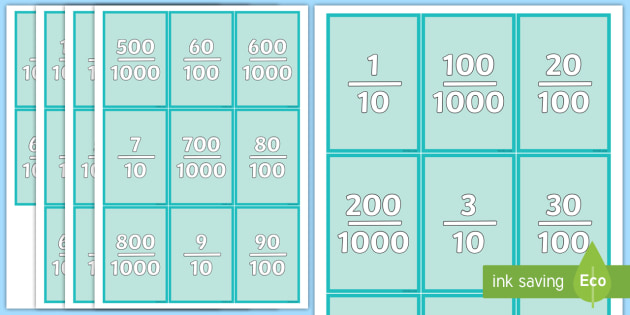 * NEW * Tenths, Hundredths and Thousandths Matching Cards - Maths, KS2, Key