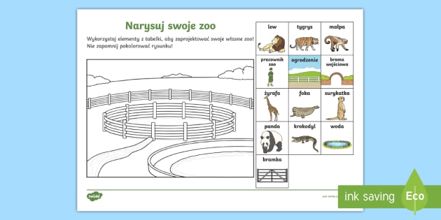 Karta Pracy Zaprojektuj Swoje Wlasne Zoo