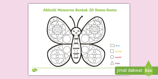 Aktiviti Mewarna Bentuk 2D Rama-Rama (teacher made)