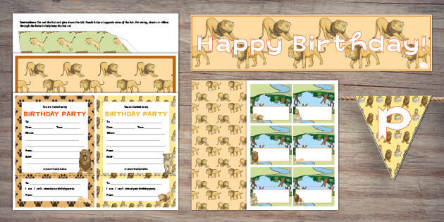 Lion Birthday Party Pack | Twinkl Party (teacher made)