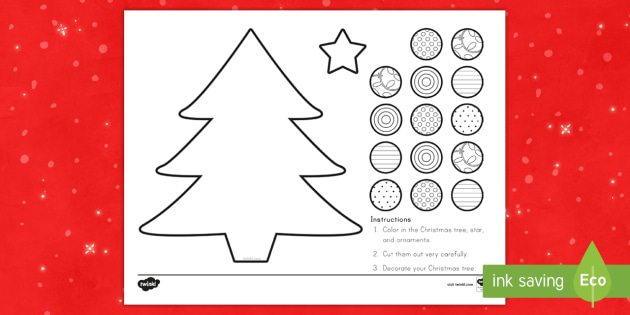 Decorate a Christmas Tree Cut and Paste Activity - Twinkl