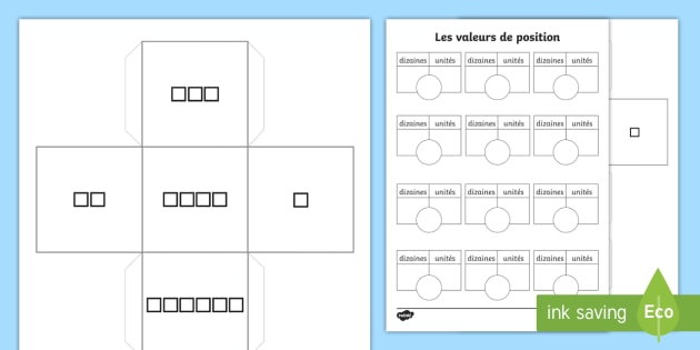 Feuille D Activites Jeu De Des Valeurs De Position