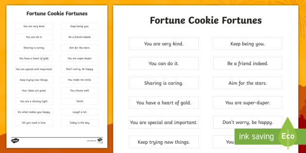 Chinese Fortune Cookie Fortunes - Printable | For Friends
