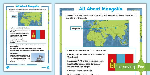 KS2 All About Mongolia Fact File (Teacher-Made) - Twinkl