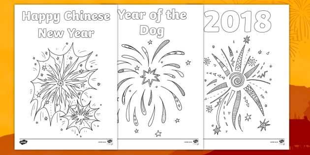 Chinese New Year Fireworks Colouring Pages Teacher Made