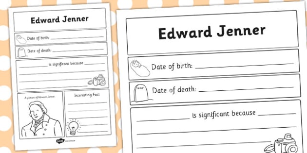 Edward Jenner Significant Individual Writing Frame - writing