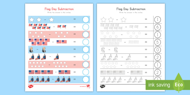 Flag Day Subtraction Activity