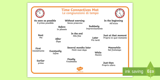 Time Conjunctions Mat English/Italian - Time Connectives Mat