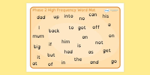 Phase 2 High Frequency Word Mat Dyslexia - phase 2 high