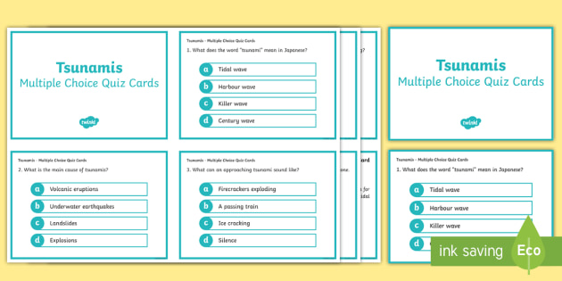 Tsunamis Multiple Choice Quiz Cards Teacher Made