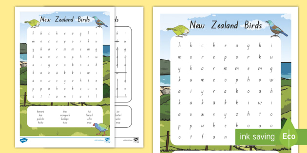 new zealand birds word search teacher made