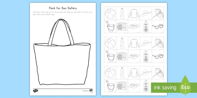 pack for sun safety worksheet activity sheet sun safety summer safety