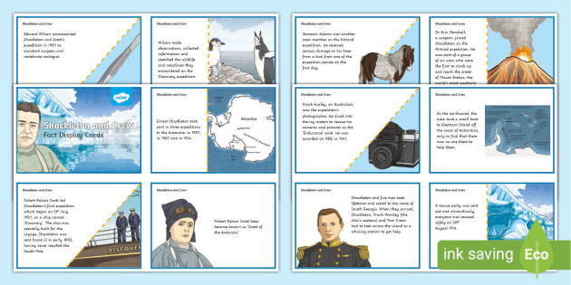 Shackleton and Crew Fact Display Cards (teacher made)