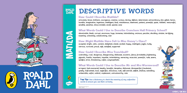 FREE! - &lsquo;Matilda&rsquo; Vocabulary | Descriptive Word Mat | Roald Dahl