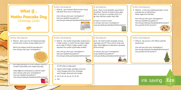 KS1 Pancake Day What If...? Maths Challenge Cards