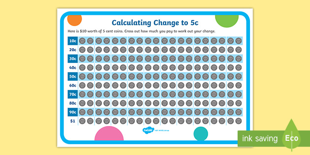 Tas Calculating Change To 5c Desk Mat Teacher Made