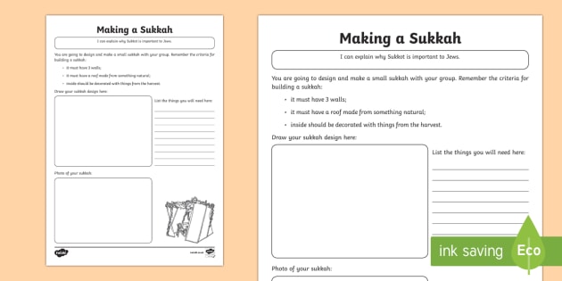 Making a Sukkah - Sukkot Worksheet - Primary Resources