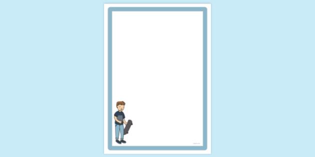 FREE! - Simple Blank Boy with Skateboard Page Border | Page Borders