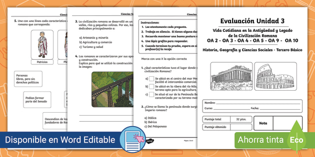 Prueba de Historia, geografía y Cs sociales worksheet