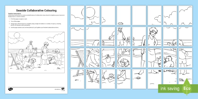 Seaside Collaborative Colouring Activity (teacher made)