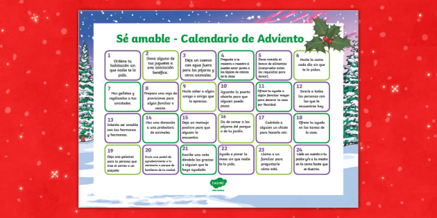 Calendario de Adviento: Sé amable (Teacher-Made) - Twinkl
