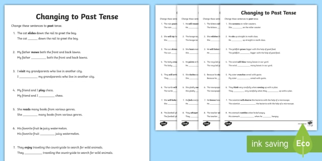 Changing Words To Past Tense Worksheet
