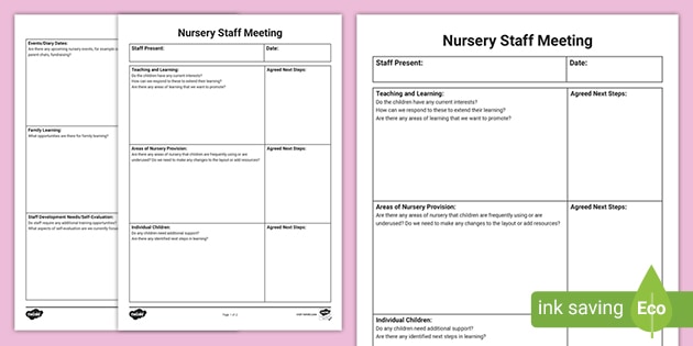 Nursery Staff Meeting Template teacher Made 