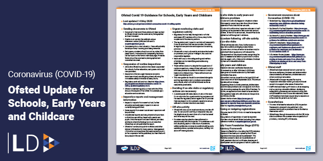Free Ofsted Covid 19 Coronavirus Update For Schools Early Years And