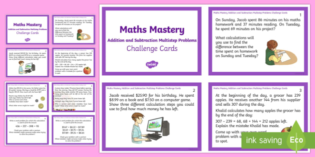 Year 5 Addition And Subtraction Multistep Problems Challenge Cards