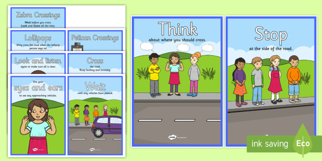 Road Crossing Safety Cards (Teacher-Made) - Twinkl