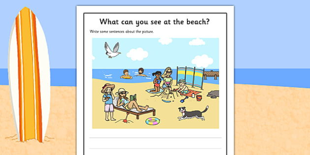 Beach Scene Writing Stimulus Picture Worksheet / Worksheet, worksheet