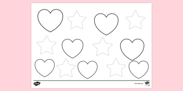 hearts and stars coloring pages