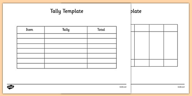 Printable Blank Tally Chart Template